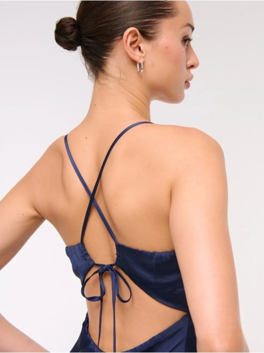 NWT XL Abercrombie & Fitch Tie-Back Maxi Dress in Blue Midnight Blue